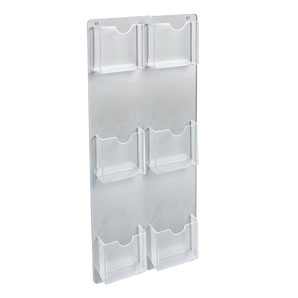 Six-Pocket Vertical Trifold Wall Mount Brochure Holder, PK2